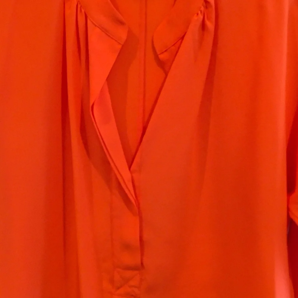 Ralph Lauren Vibrant Orange Long-Sleeve Silk Blouse - Picture 3 of 6
